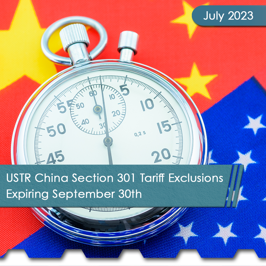 USTR China Section 301 Tariff Exclusions Expiring September 30th 4 Exemptions Expiring square - The Chemical Company