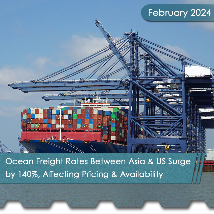 Ocean Freight Rates Between Asia and US Surge by 140%, Affecting Pricing and Availability 3 Ocean Freight Rates Square - The Chemical Company